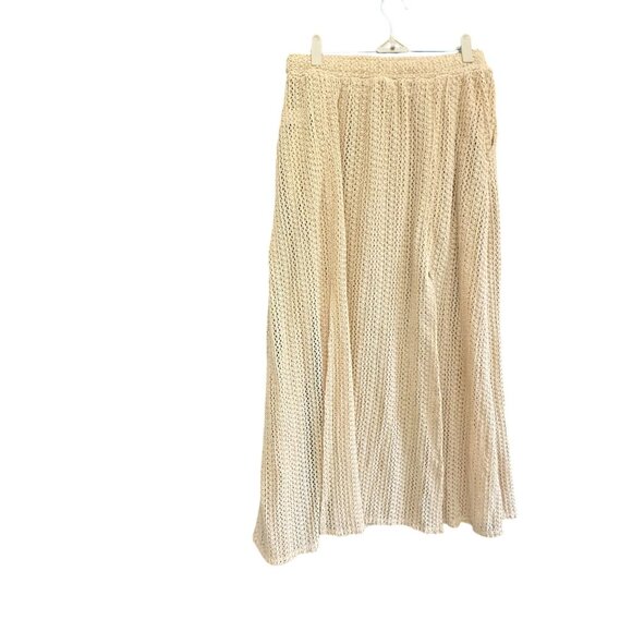 C&C California Crochet Knit Maxi Swim Cover-Up Skirt Womens Medium Beige Beach - Picture 2 of 8